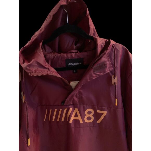 Aeropostale Hooded Windbreaker Men's size Large Front Pocket Drawstring Hood NEW - Picture 4 of 5